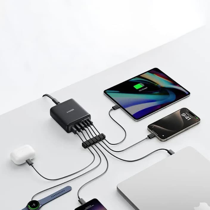 112W Gan Charger with 6 ports (3 x USB-C & 3 x USB-A) - custom logo thumbnail 3
