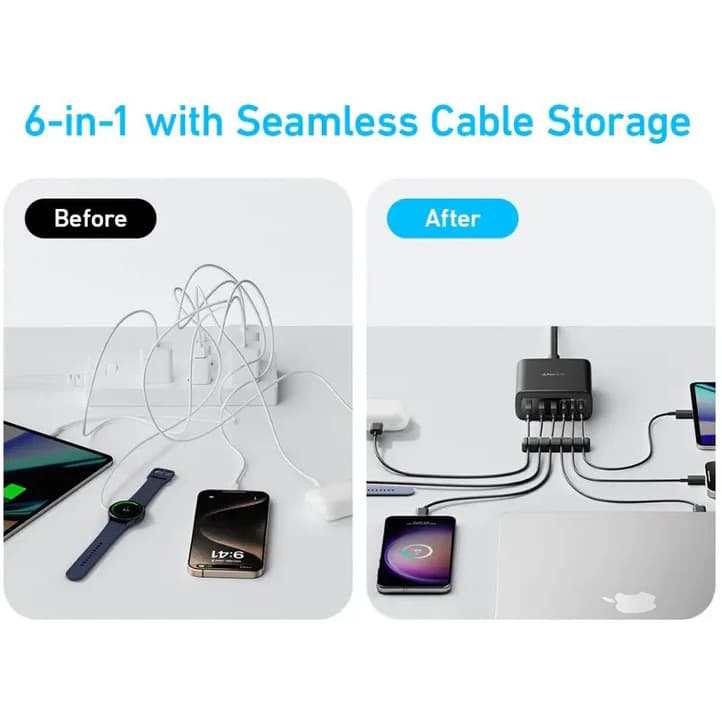 112W Gan Charger with 6 ports (3 x USB-C & 3 x USB-A) - custom logo thumbnail 4