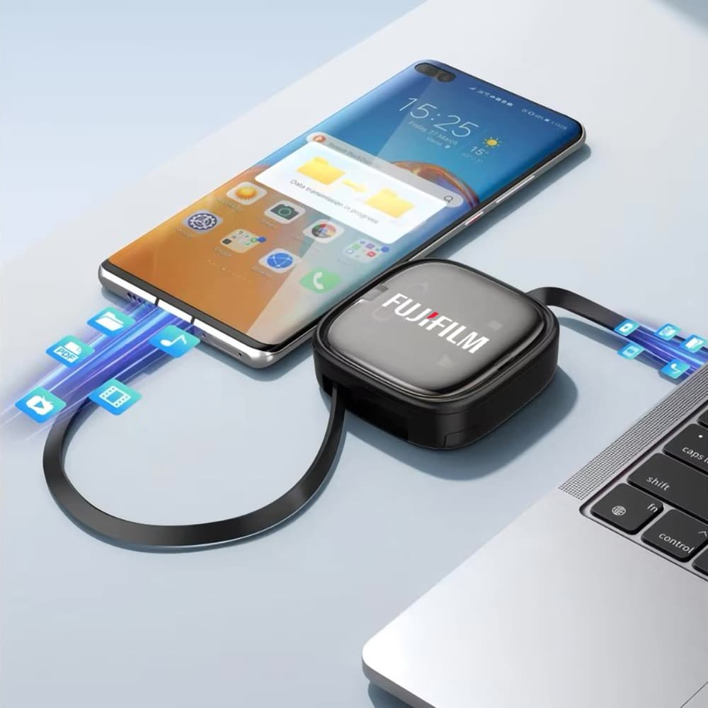 60W Data Cable Set with Retractable Charging Cable - custom logo - Image 1