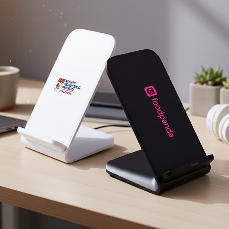 Giá đỡ điện thoại kiêm bộ sạc không dây hỗ trợ sạc nhanh Lux Qi. - in logo - Image 1