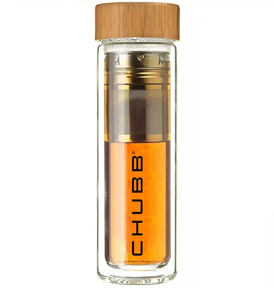400ml Glass Bamboo Bottle with Tea Infuser - custom logo - Image 1