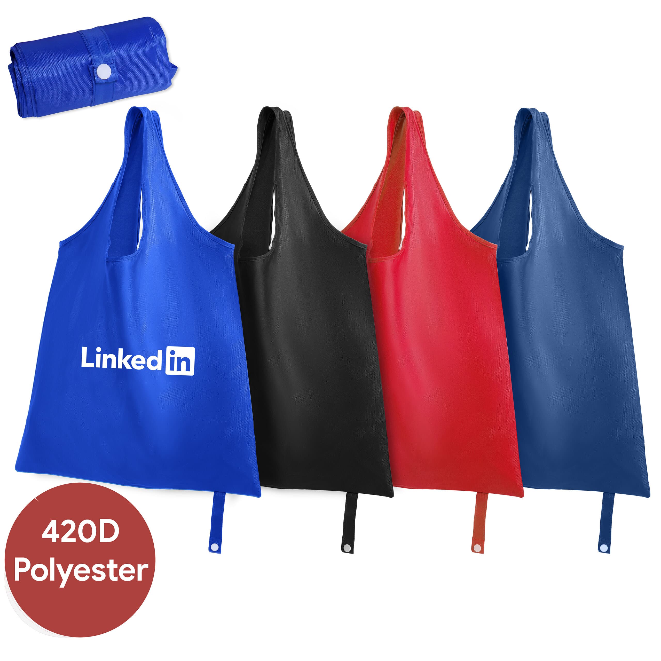 Premium Foldable Polyester Tote Bag (With Button Closure) - custom logo thumbnail 2