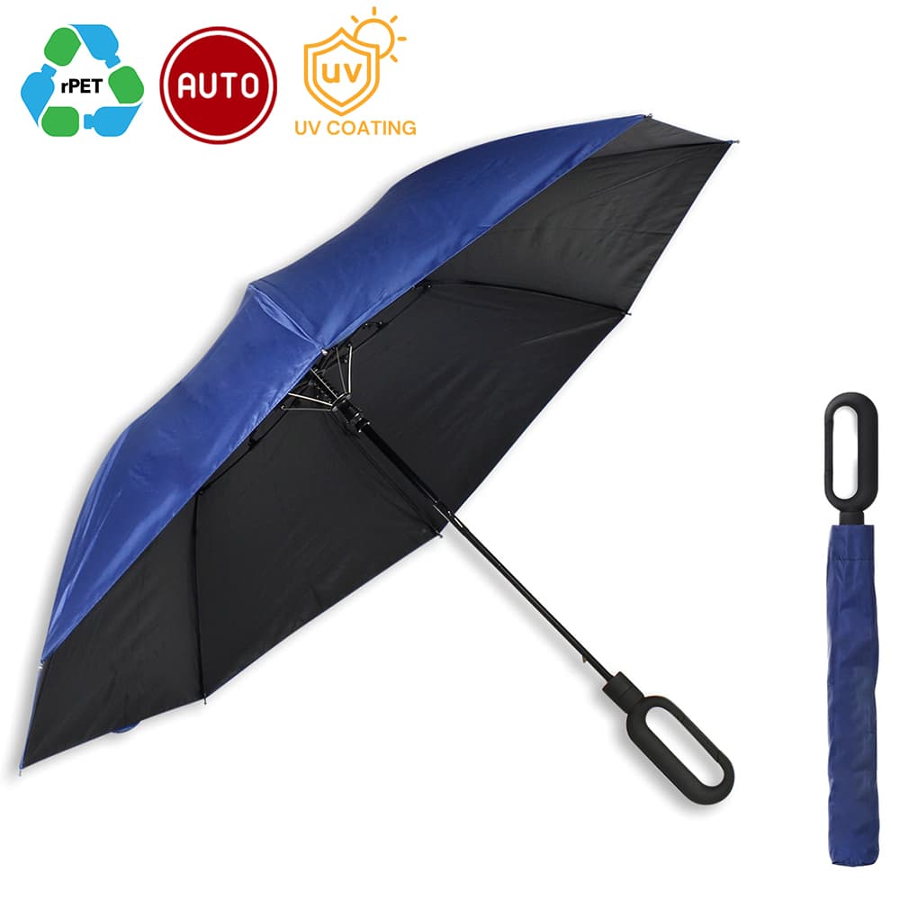 Ô RPET có thể gập lại tự động 23 '' có Carabiner (Lớp phủ UV) - in logo