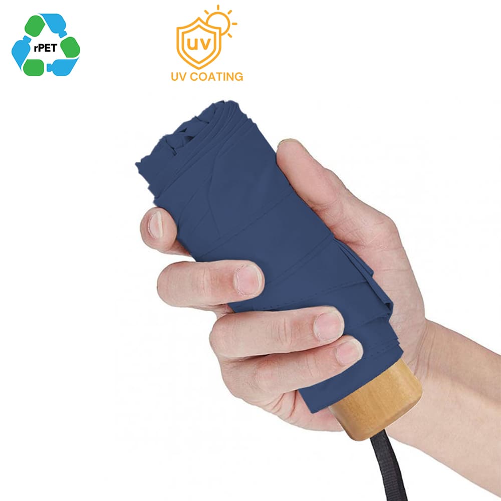 Ô RPET nhẹ nhỏ gọn 19 '' (có lớp phủ UV & tay cầm bằng tre) - in logo