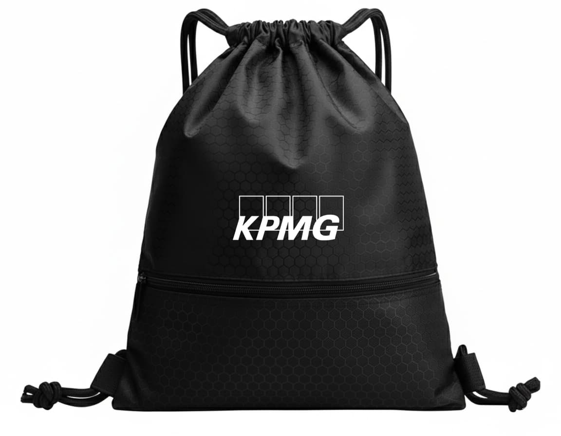 High Quality Drawstring Bag with Front Pocket (Water-Resistant) - custom logo