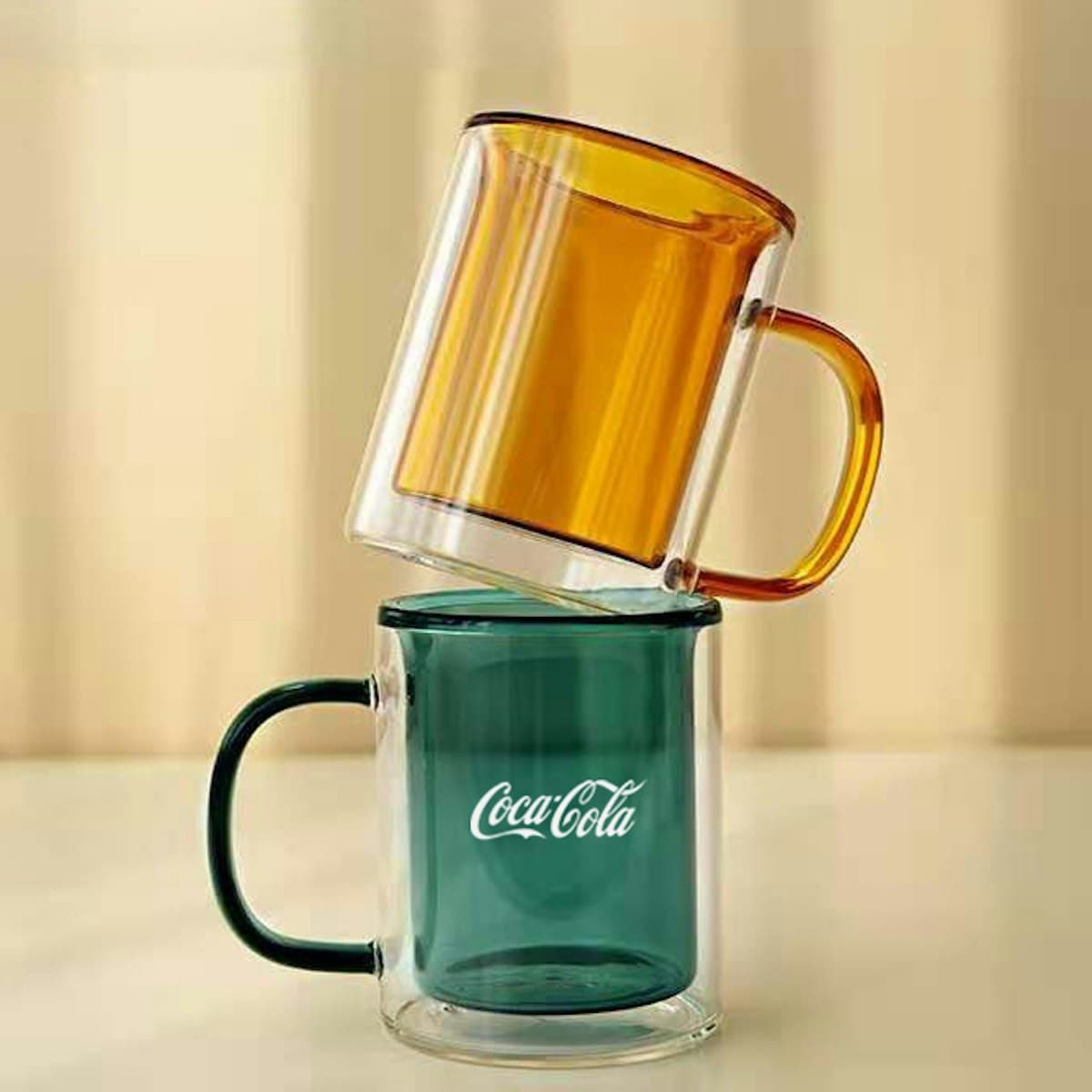 Cốc thủy tinh treo tường đôi lăng kính 300ml - in logo