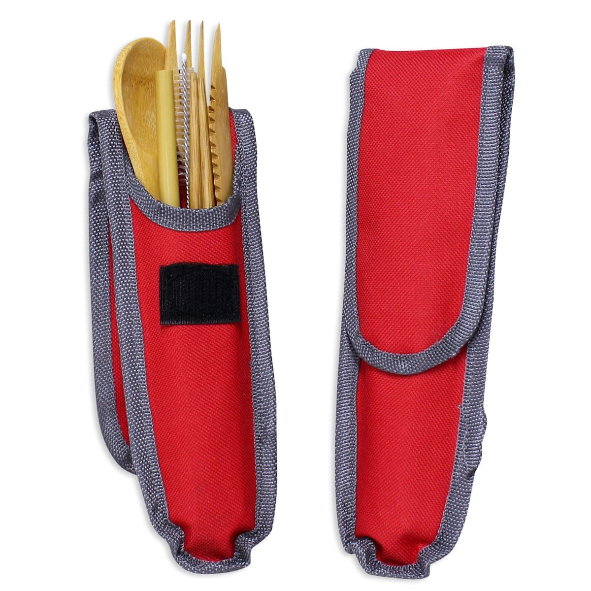 Reusable Bamboo Cutlery Set with Straw and Brush - custom logo