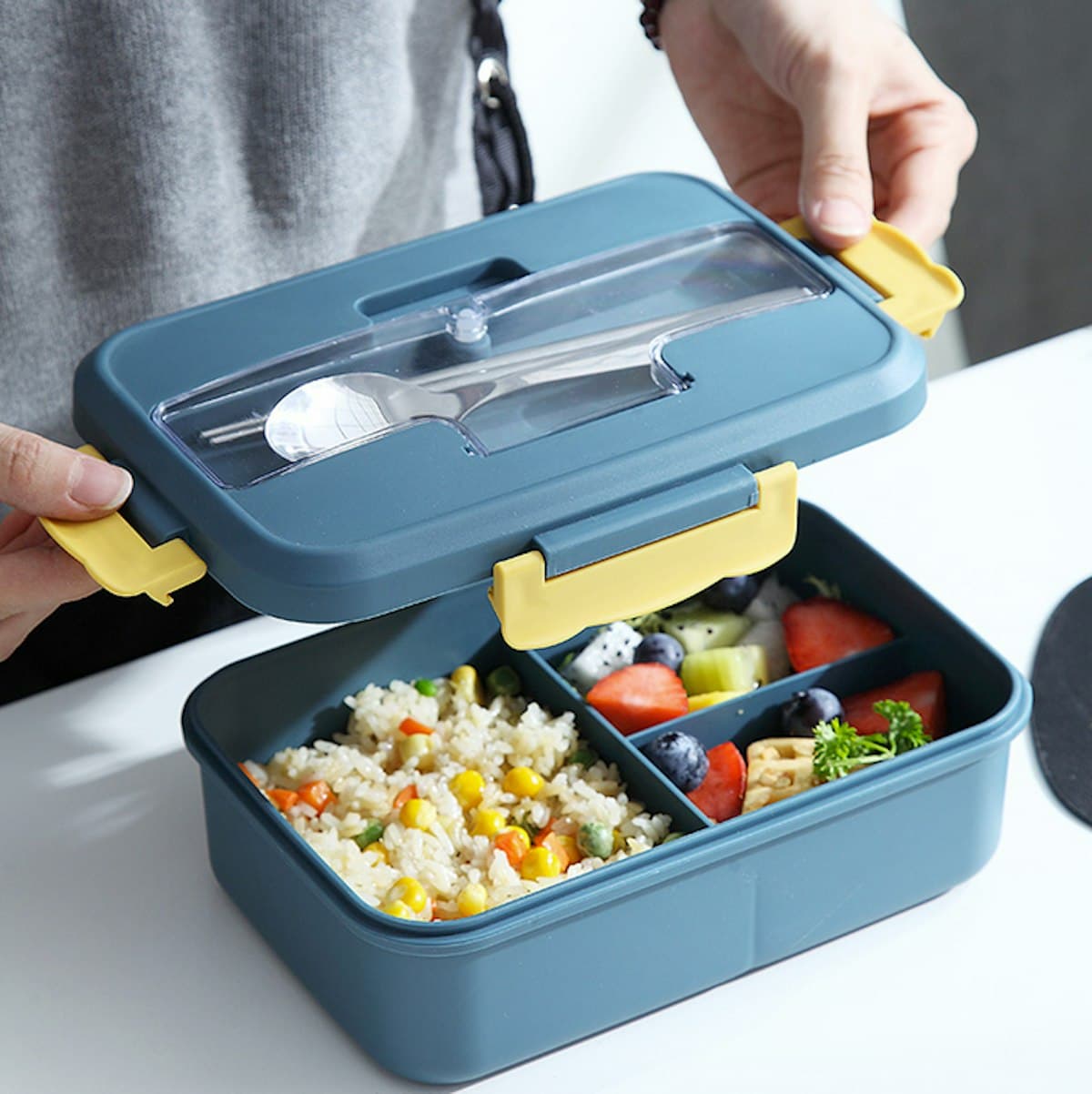 Microwavable 3-Compartment Lunch Box - custom logo