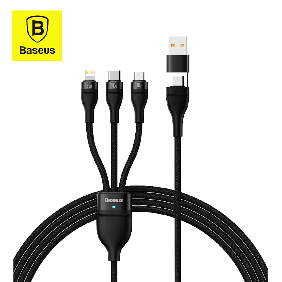 Baseus Two for Three Fast Charging Data Cable ( 100W ) - custom logo