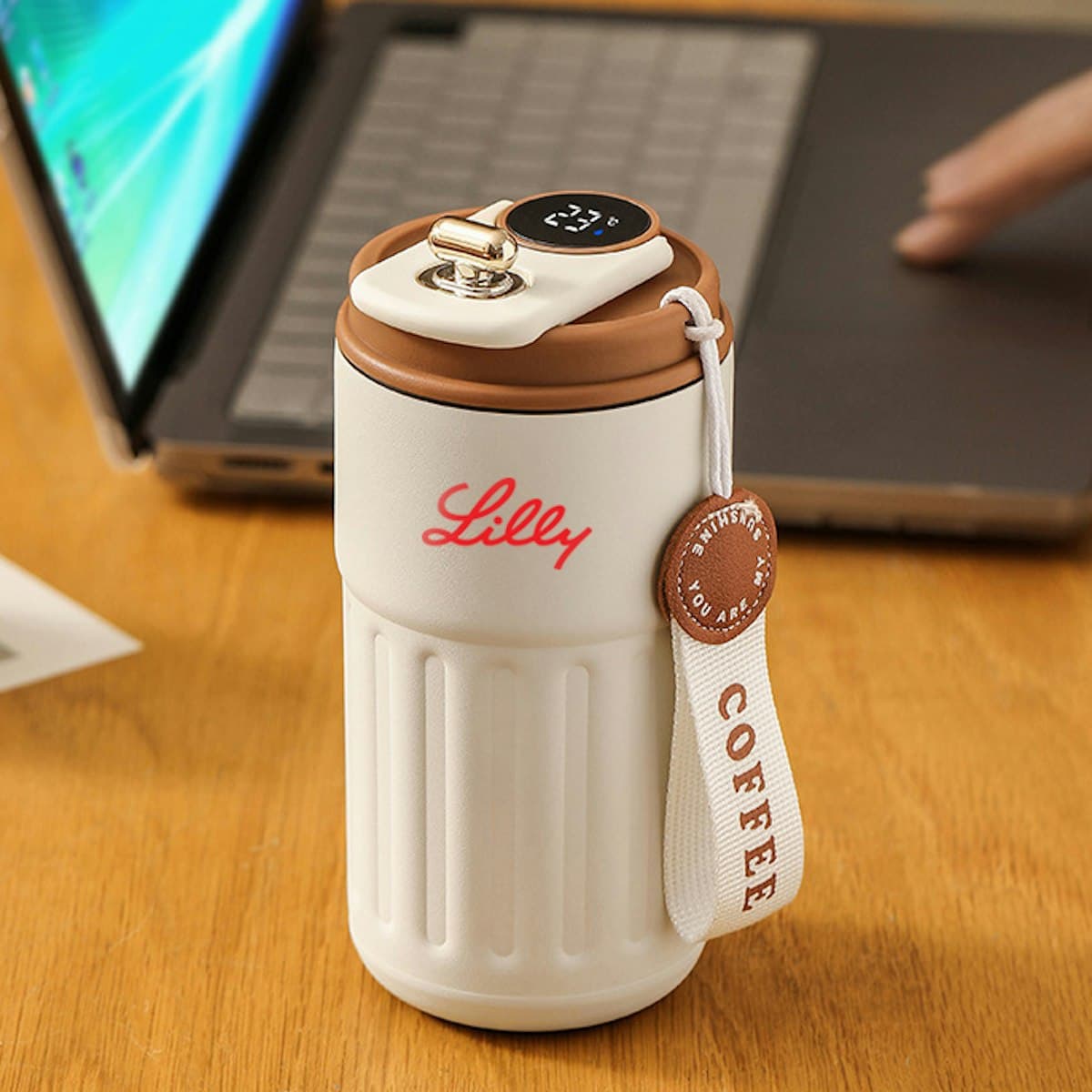 450ml Stainless Steel Tumbler with LED Temperature Display - custom logo