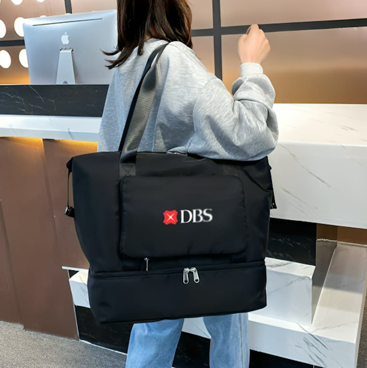 Foldable Travel Duffel Bag with Shoe Compartment - custom logo
