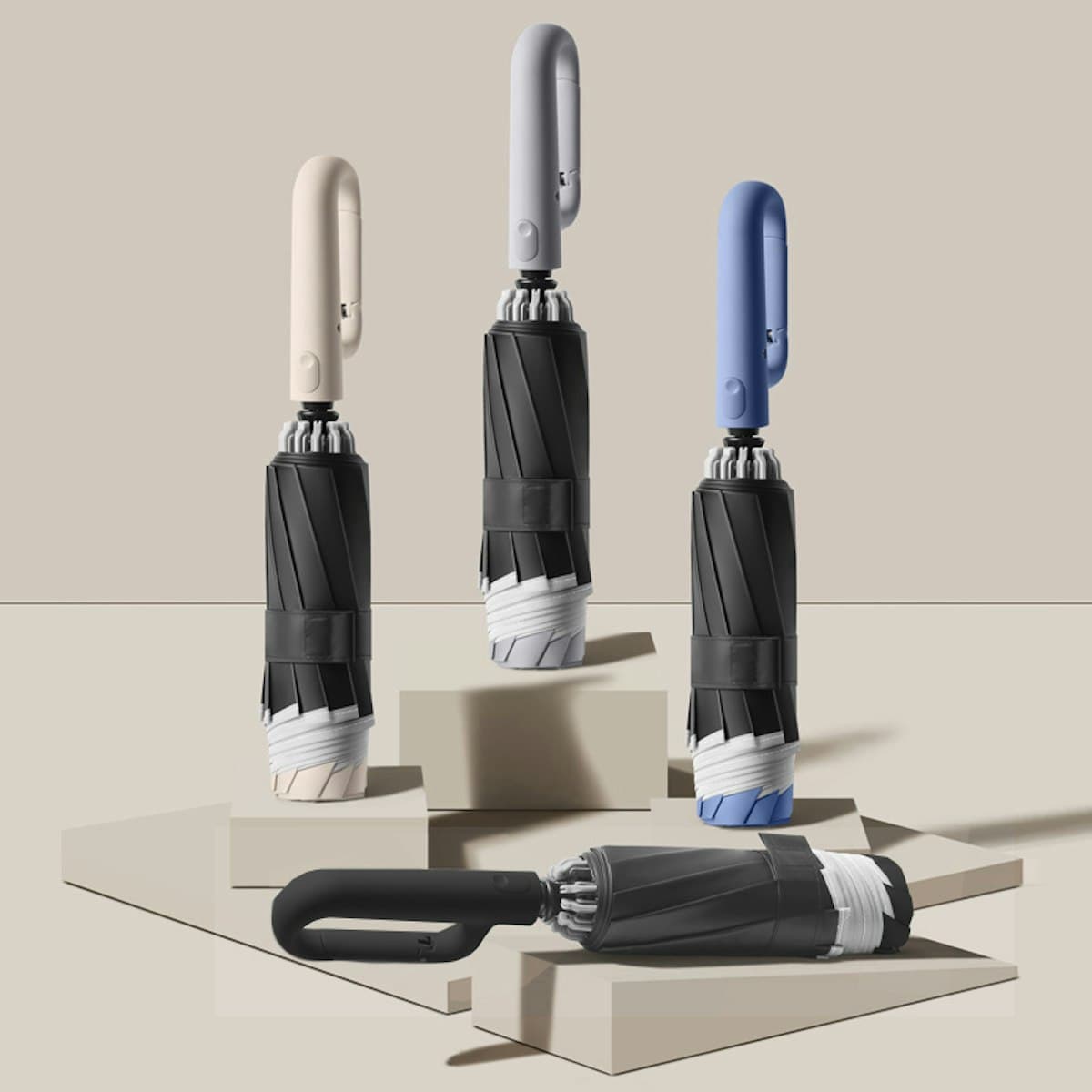 Ô dù có thể gập lại tự động Evo 23'' với Carabiner (có lớp phủ UV) - in logo