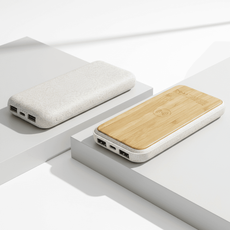 Sạc Dự Phòng Không Dây TerraCharge 10.000mAh – Chất Liệu Tre & Lúa Mạch Thân Thiện Môi Trường - in logo thumbnail 2