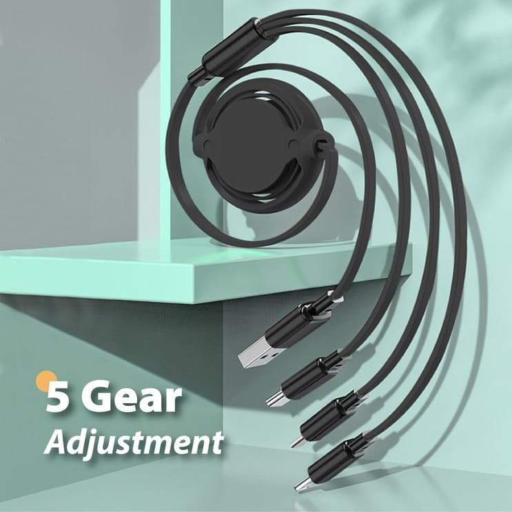 3 in 1 Fast Charging Retractable Cable ( 2.4A ) - custom logo thumbnail 2