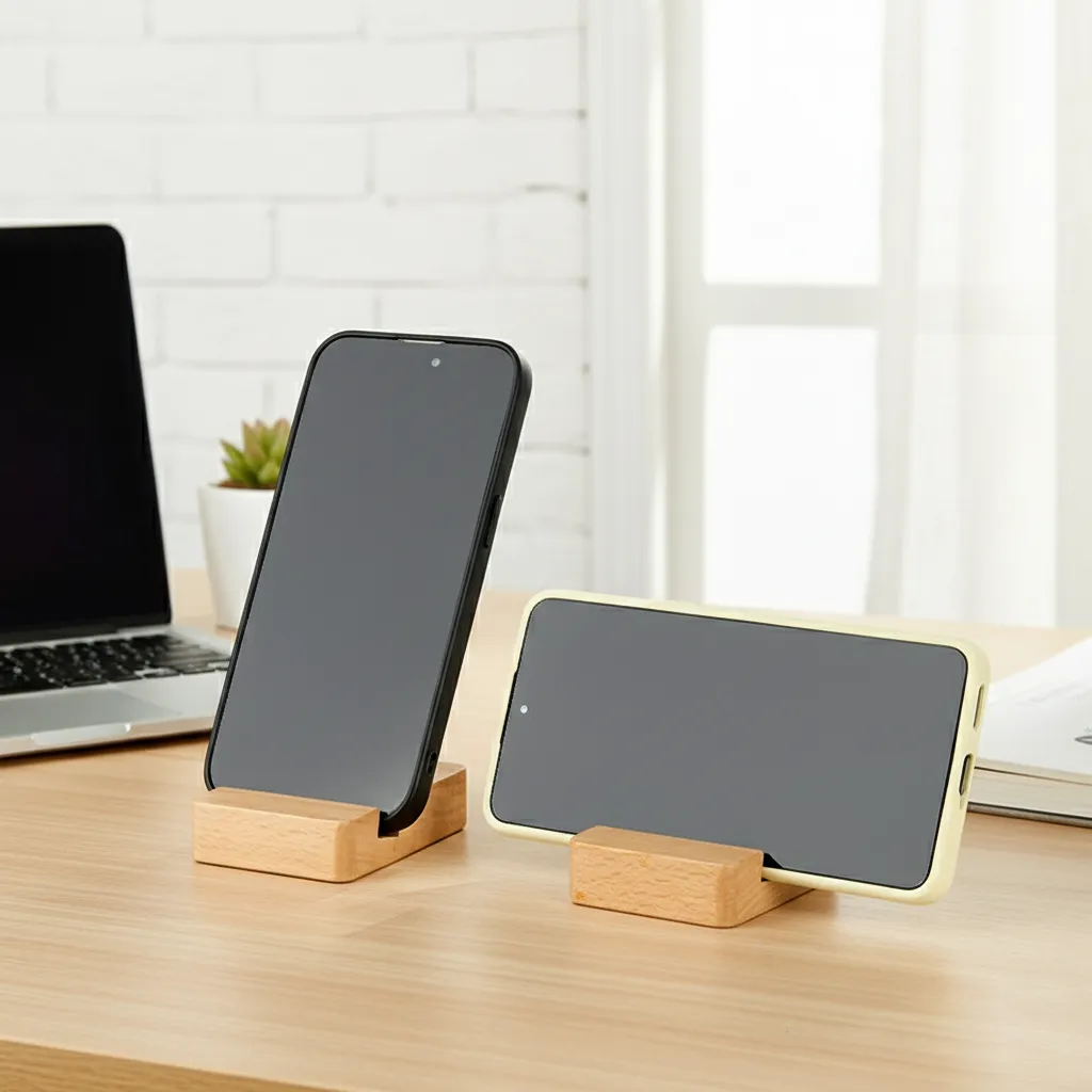 Mini Wooden Phone Holder - custom logo thumbnail 2