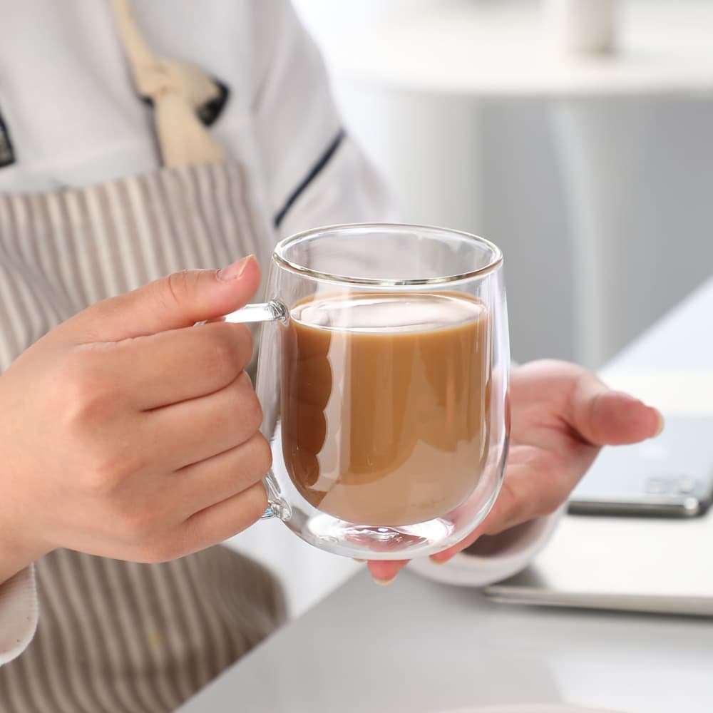 350ml Double Wall Thermal Glass Mug - custom logo thumbnail 2