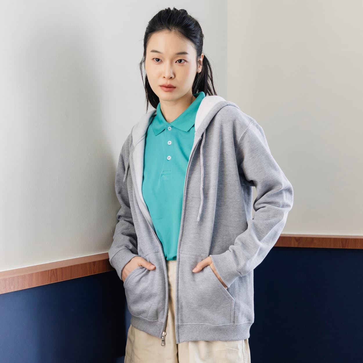 Áo hoodie pha trộn nặng Gildan (Có dây kéo) - in logo thumbnail 2