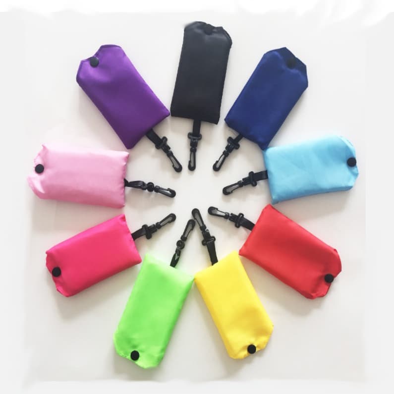 Basic Foldable Shopping Bag with Carabiner - custom logo