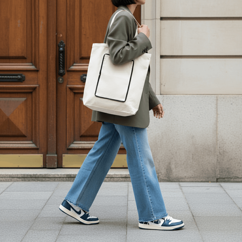 Foldable Cotton Canvas Tote Bag - custom logo thumbnail 6