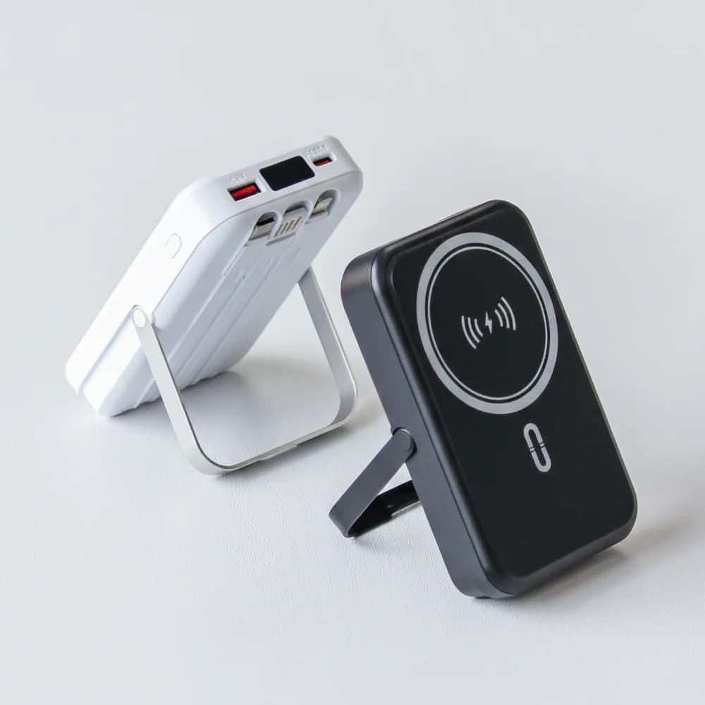 10,000mAh Supreme Magnetic Wireless Powerbank with Cables & Stand - custom logo thumbnail 3