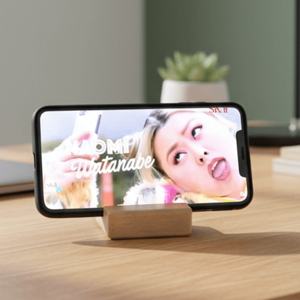 Mini Wooden Phone Holder - custom logo thumbnail 3