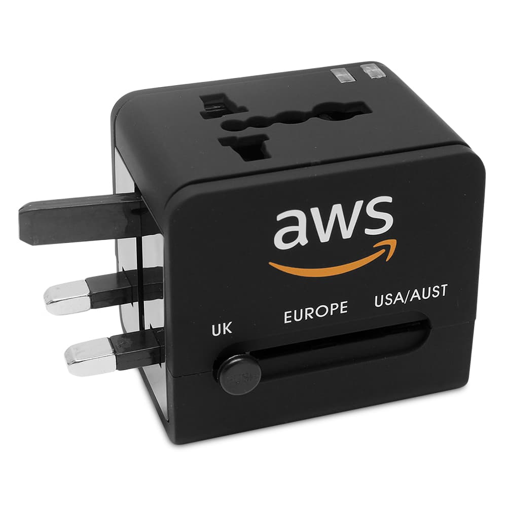 Bộ chuyển đổi du lịch hình khối 10,5W với 2 cổng USB. - in logo thumbnail 3