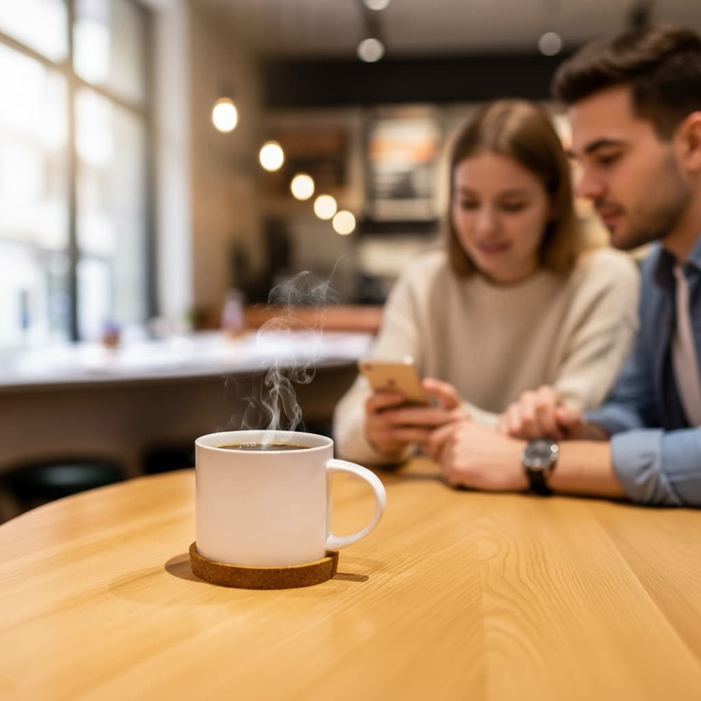 500ml Premium Ceramic Mug with Cork Coaster Set - custom logo thumbnail 3