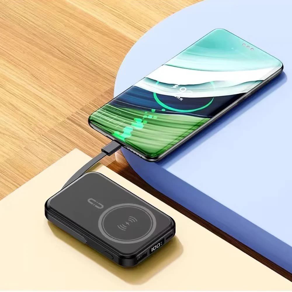 10,000mAh Supreme Magnetic Wireless Powerbank with Cables & Stand - custom logo thumbnail 4