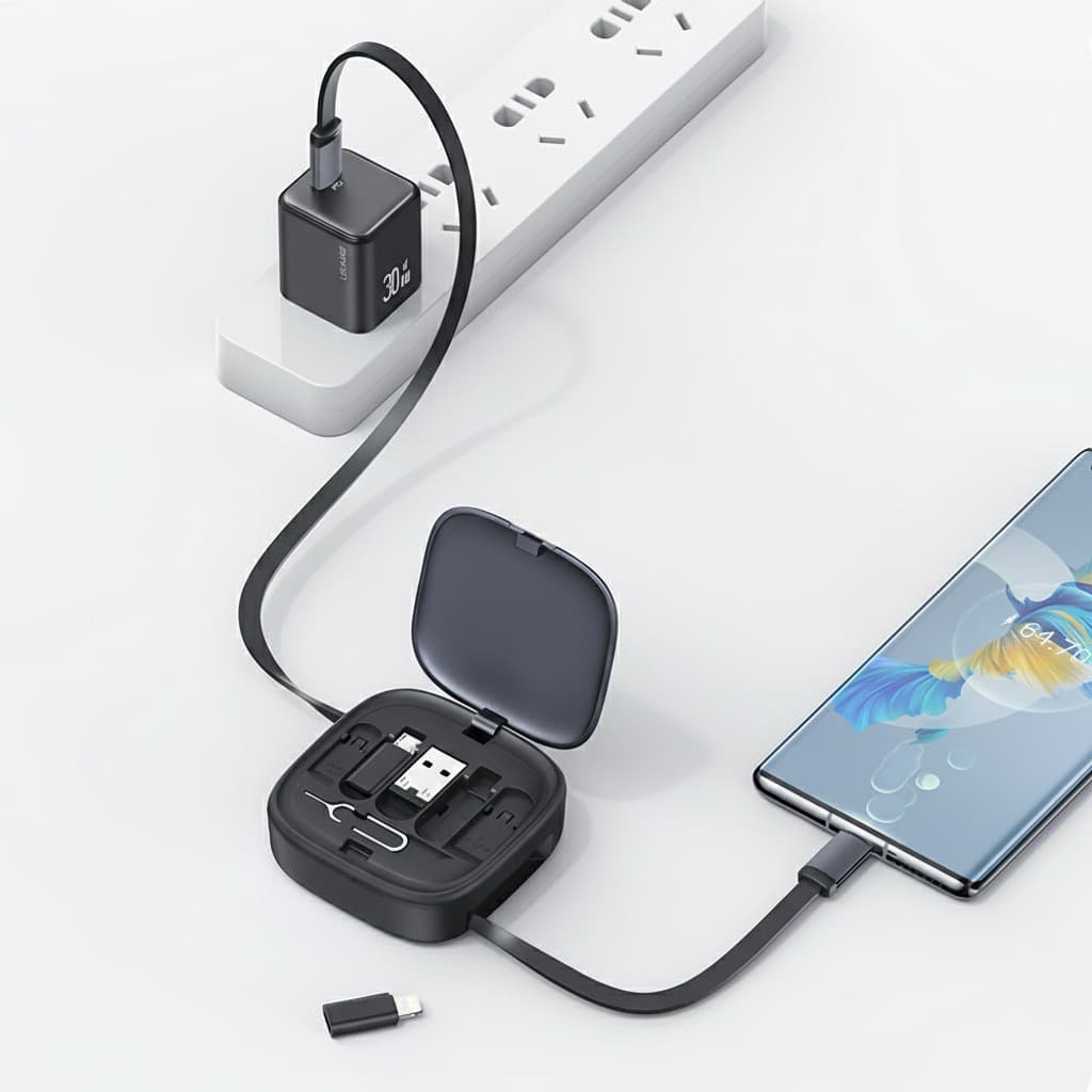 60W Data Cable Set with Retractable Charging Cable - custom logo thumbnail 4