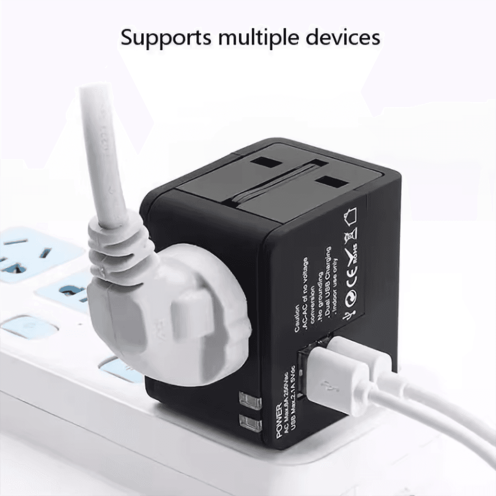 Bộ chuyển đổi du lịch hình khối 10,5W với 2 cổng USB. - in logo thumbnail 4
