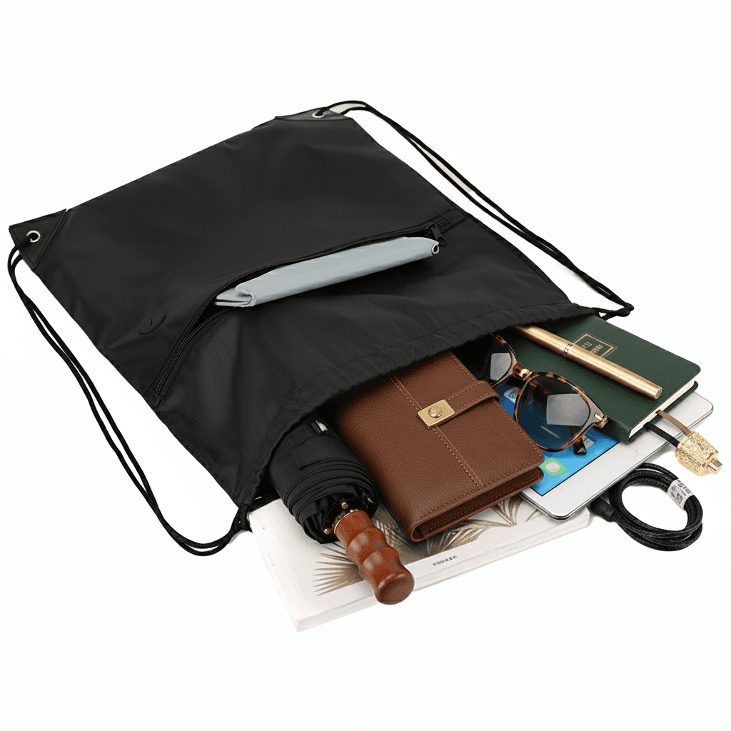 Robin Drawstring Bag with Front Pocket and Earphone Slot - custom logo thumbnail 5
