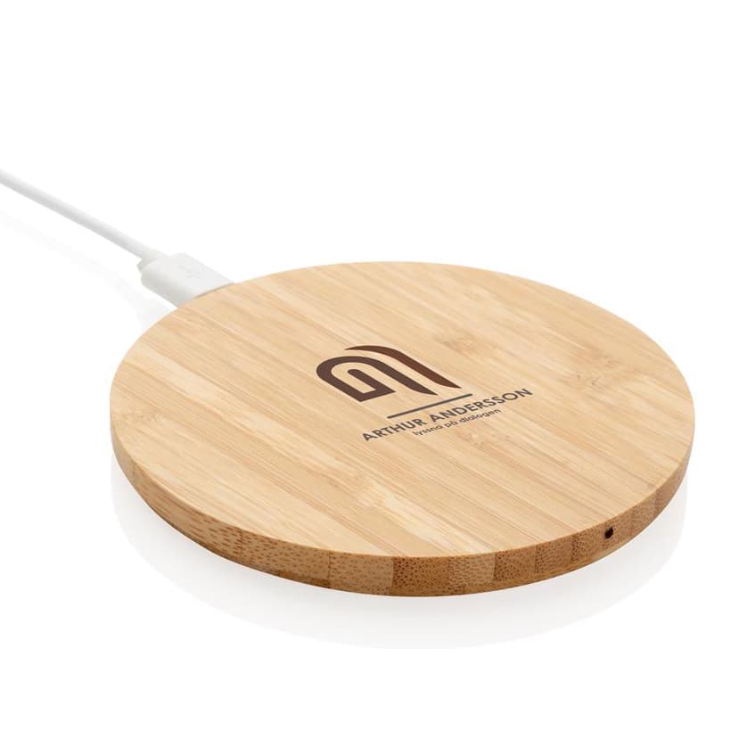 10W Bamboo Wireless Charger - custom logo thumbnail 5