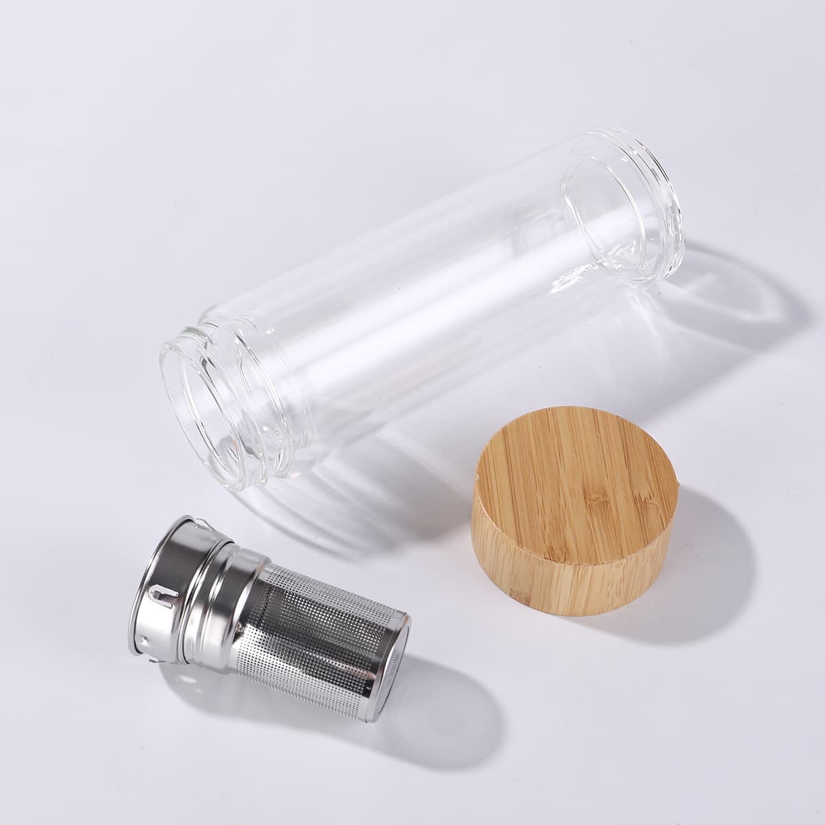 400ml Glass Bamboo Bottle with Tea Infuser - custom logo thumbnail 5