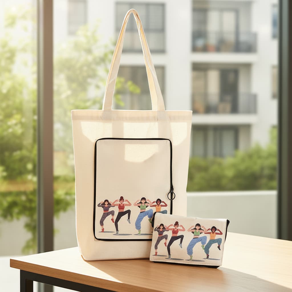 Foldable Cotton Canvas Tote Bag - custom logo thumbnail 3