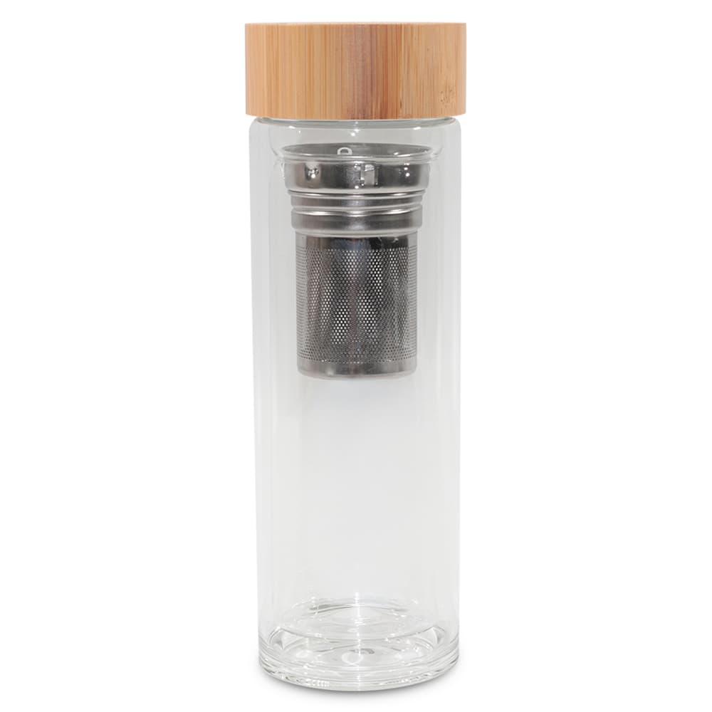 400ml Glass Bamboo Bottle with Tea Infuser - custom logo thumbnail 6