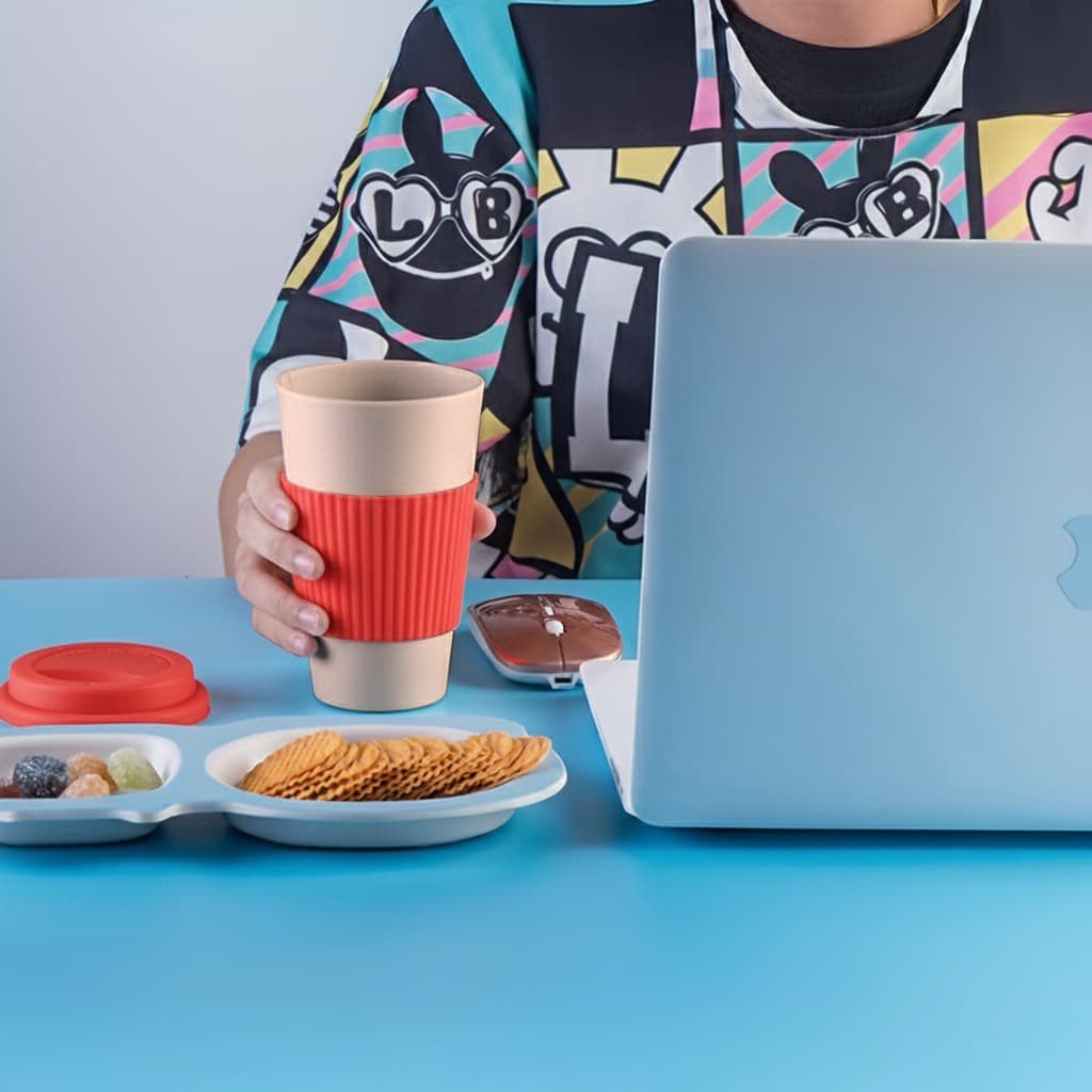 Ly làm từ sợi tre dung tích 400ml, có nắp và vỏ bọc. - in logo thumbnail 7