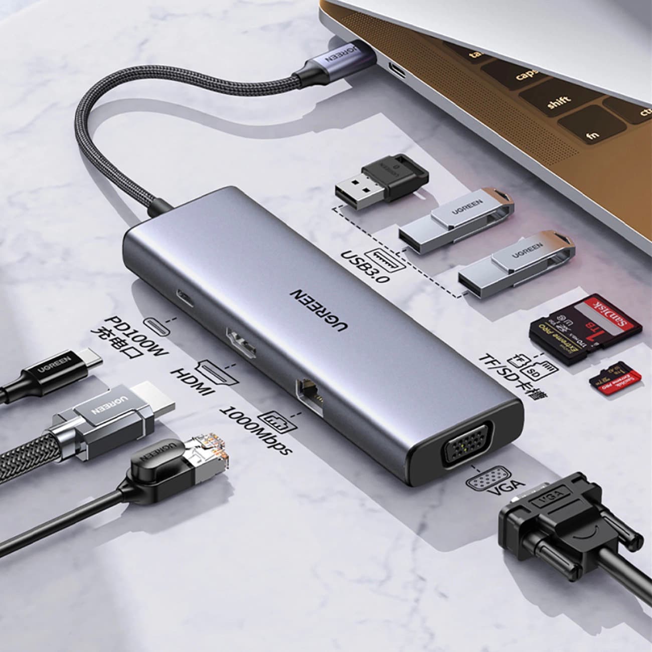 9 in 1 USB C Hub - custom logo thumbnail 2