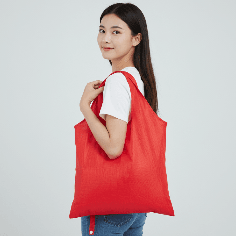 Foldable Polyester Tote Bag (With Button Closure) - custom logo