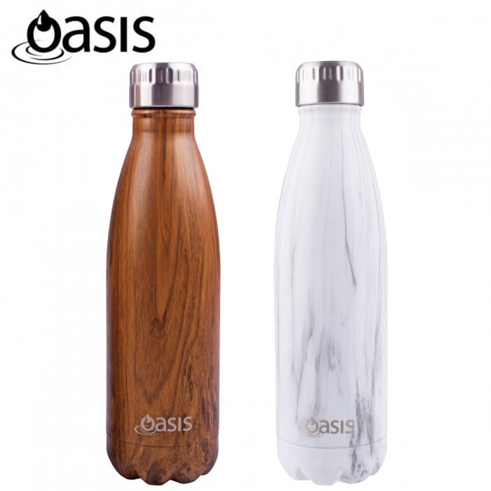 Marble & Teak Insulated Bottle (500ml) - custom logo