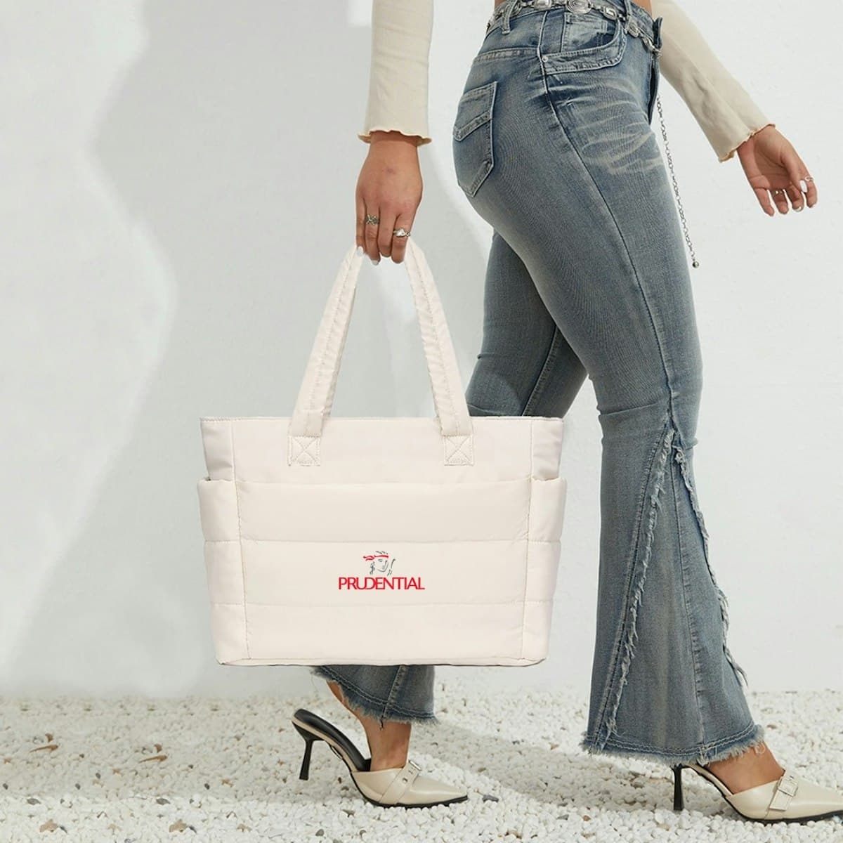 Túi tote chần bông phồng - in logo