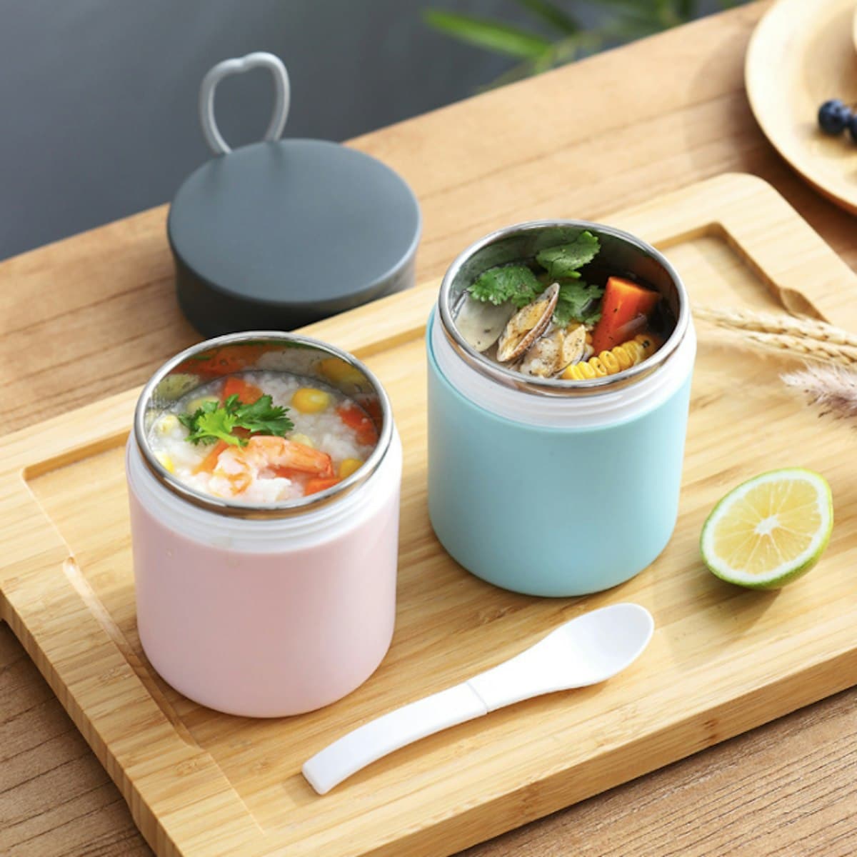 Stainless Steel Insulated Food Container (with Foldable Spoon) - custom logo