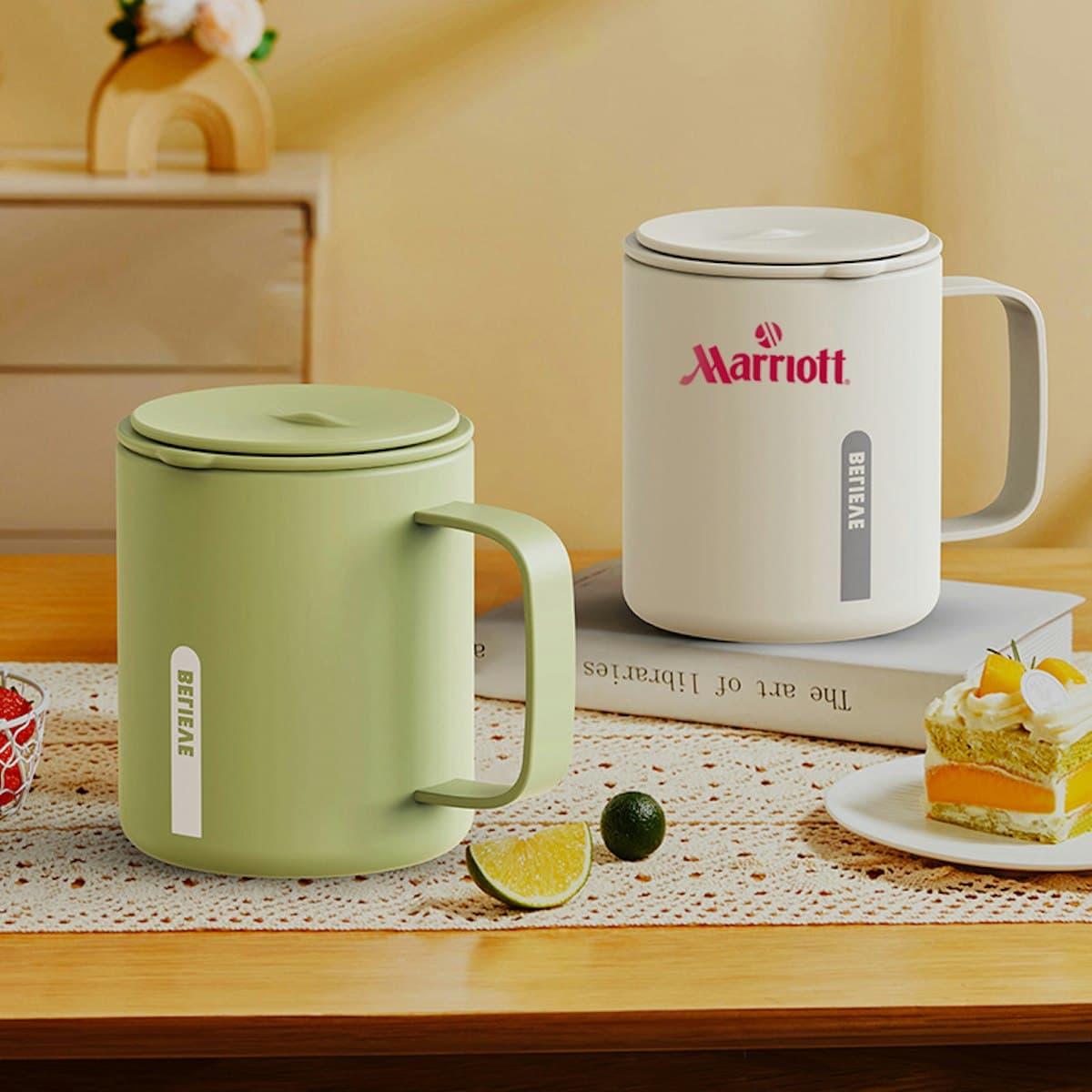 400ml Sleek Camper Mug with Lid - custom logo