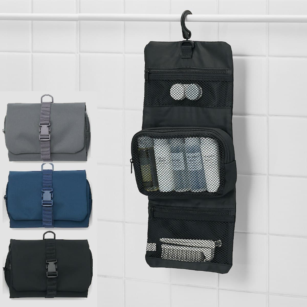 Slim Hanging Toiletry Bag with Detachable Pouch - custom logo