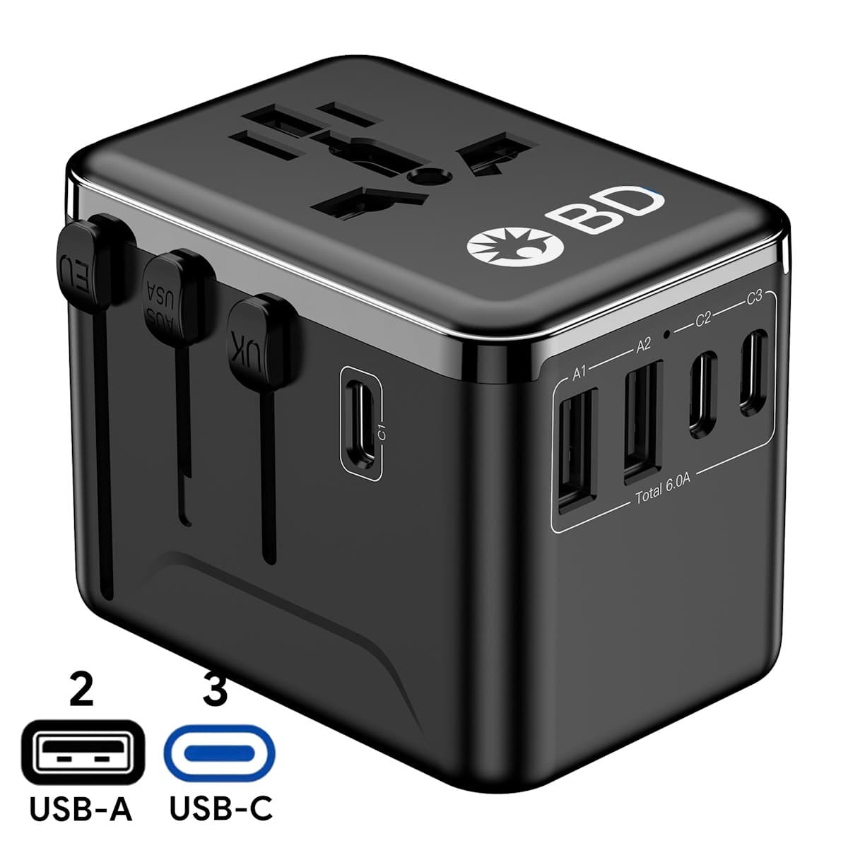30W Premio Travel Adaptor - custom logo
