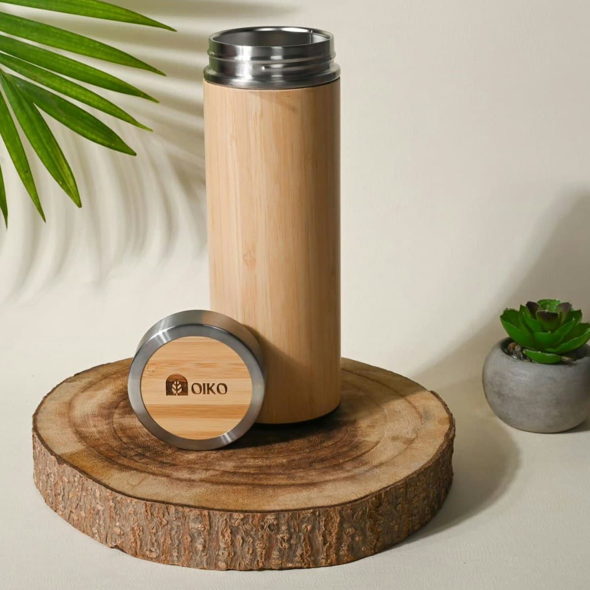 300ml Koa Bamboo Flask - custom logo