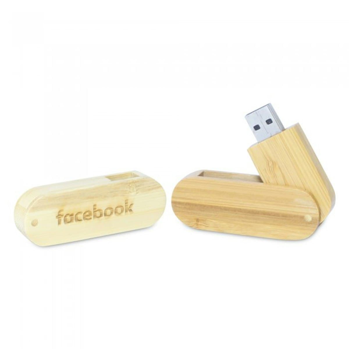 Rounded Wood USB Thumb Drive - custom logo