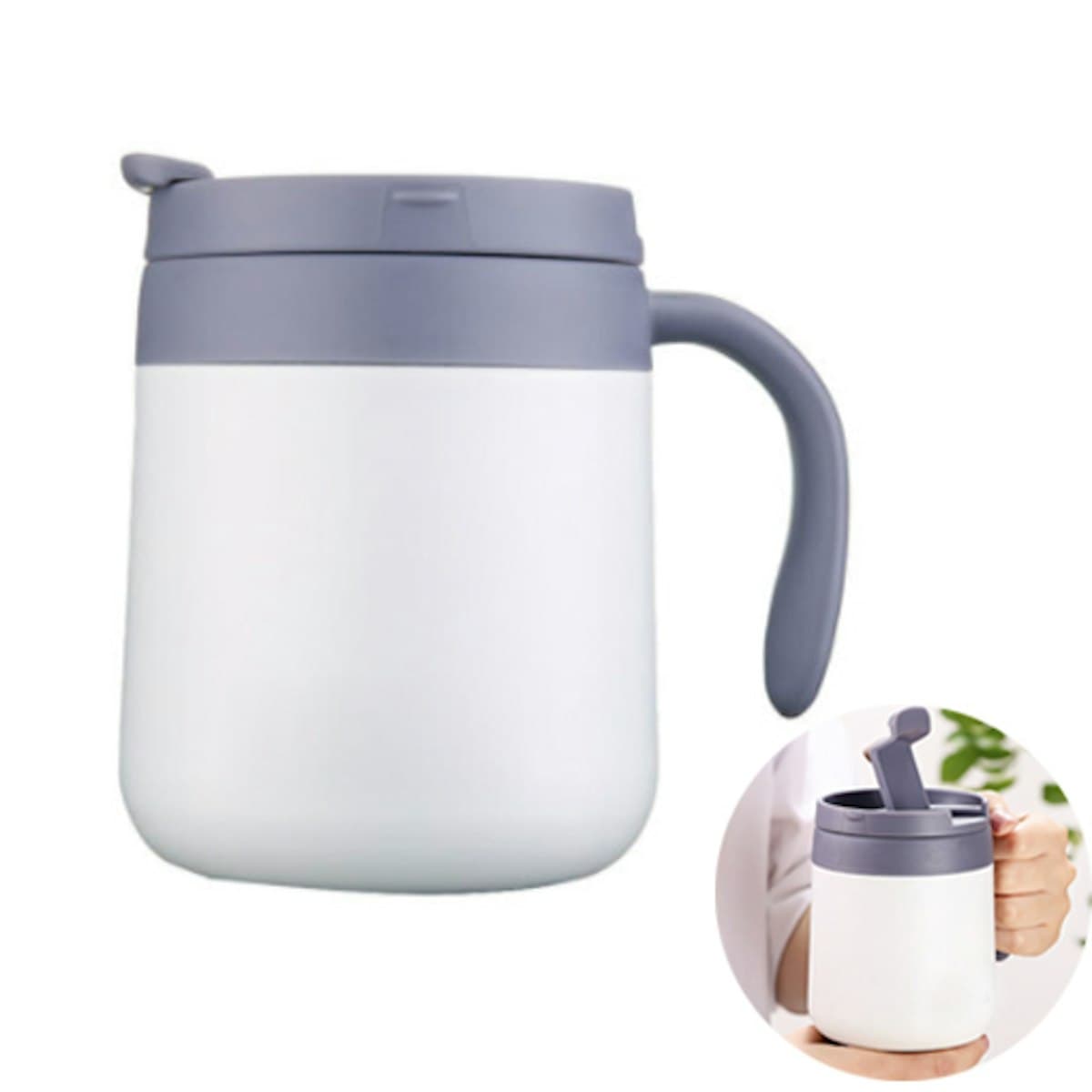 Cốc inox 350ml có nắp lật - in logo