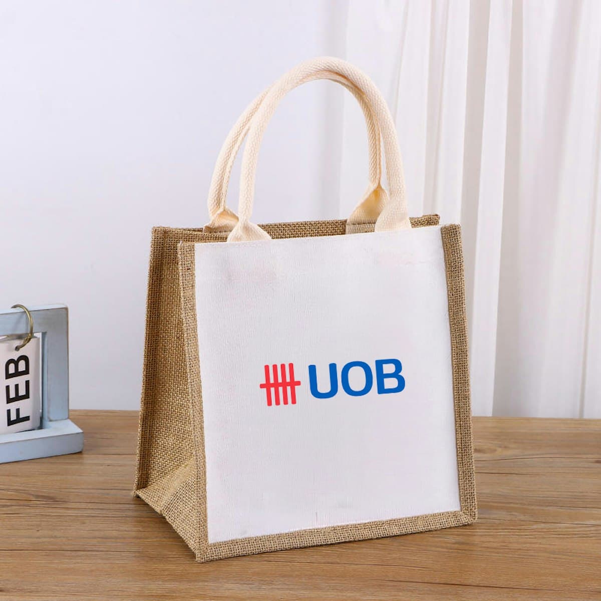 Small Canvas Jute Bag with Lamination - custom logo