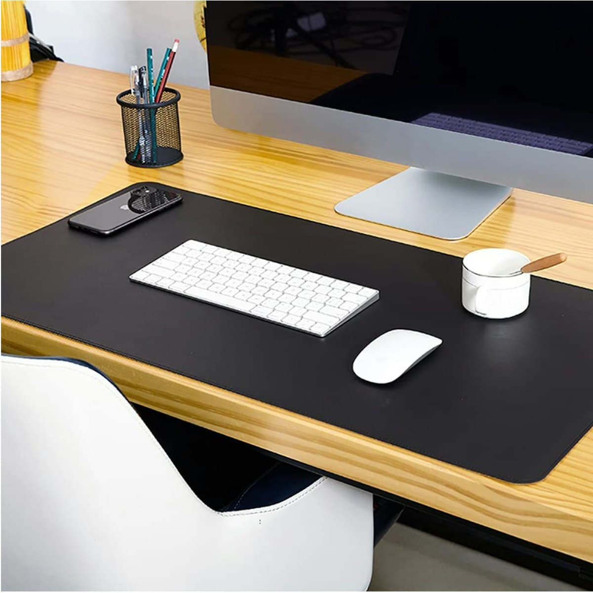 Double-Sided Leather and Cork Desk Mat - custom logo