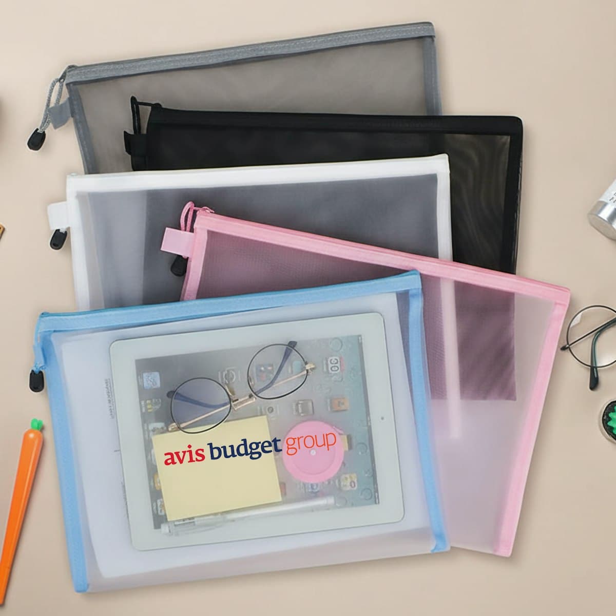 A4 Mesh Document Pouch - custom logo